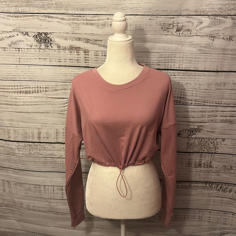 Pink long sleeve crop top size large